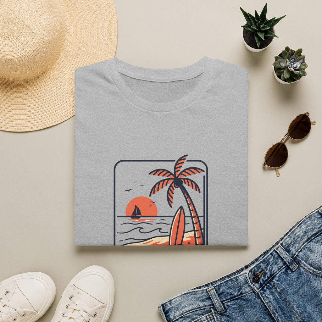 Mexico Beach Sunset Unisex-T-Shirt | Palm Trees, Surfboards, Vintage Sunset