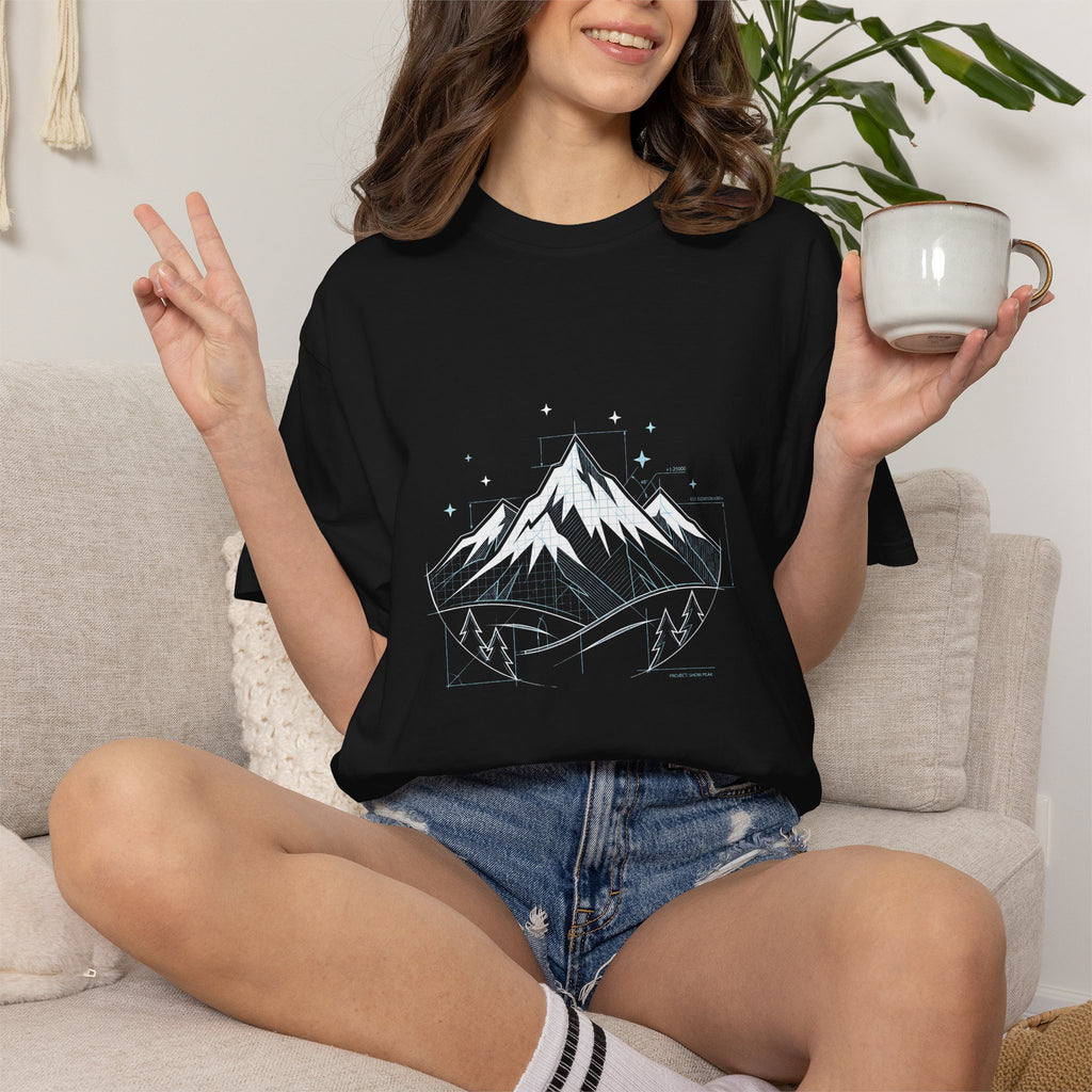 Minimal Mountain Illustration T-shirt | Snowy Peak Graphic