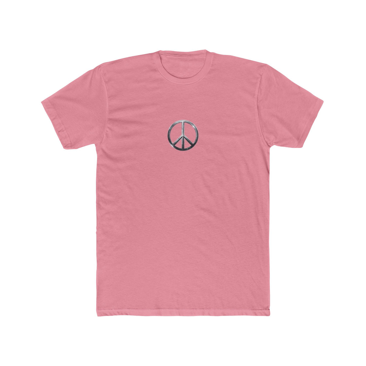 Peace Sign T-Shirt | Small Center Chest Peace Symbol Polished Silver