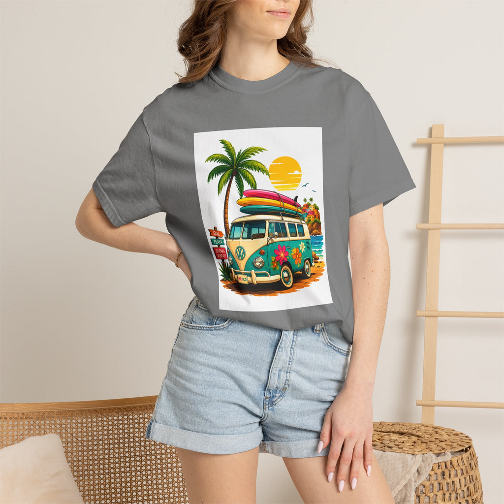 Vintage Surf Van T-Shirt — Tropical Beach Camper Graphic Tee