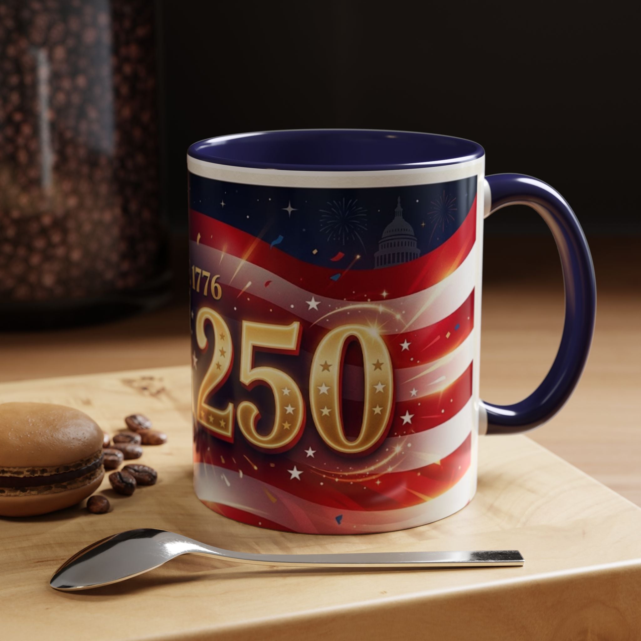 USA 250 Coffee Mug — Patriotic 1776 Anniversary Accent Mug (11/15 oz)