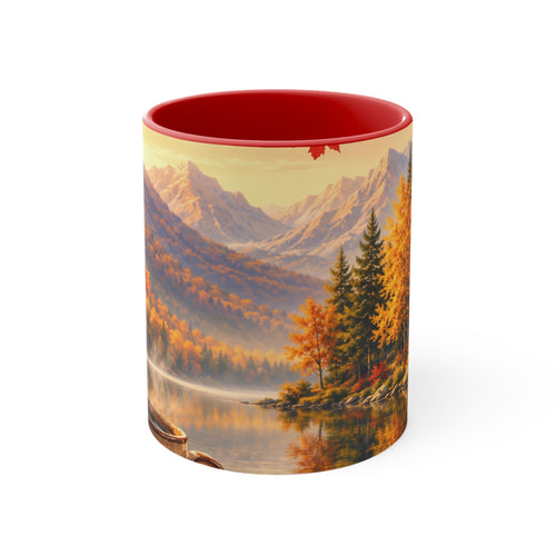Autumn Mountain Lake Accent Mug — Scenic Fall Landscape Coffee Cup