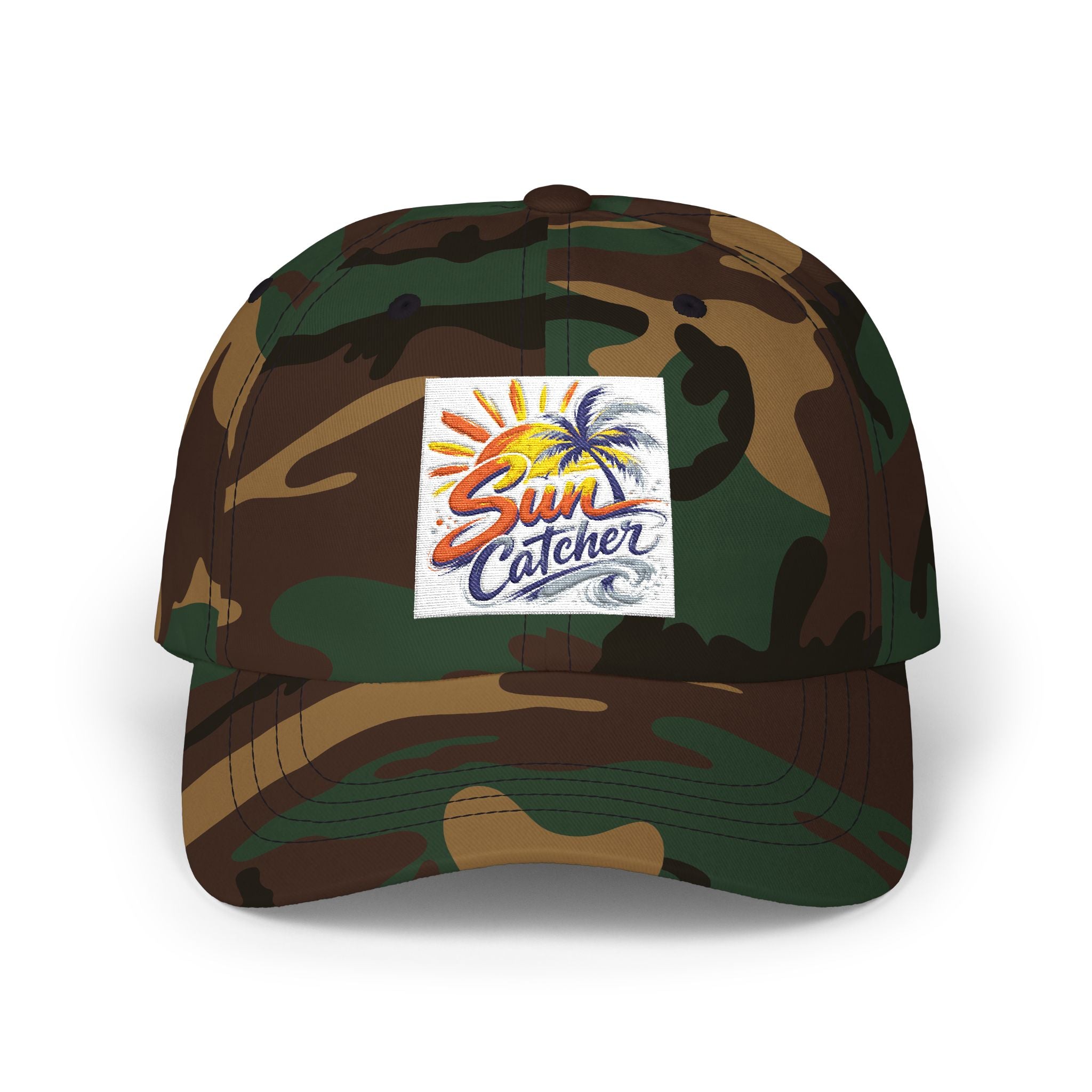 Sun Catcher logo Dad Cap | Tropical Palm Sunset embroidered hat