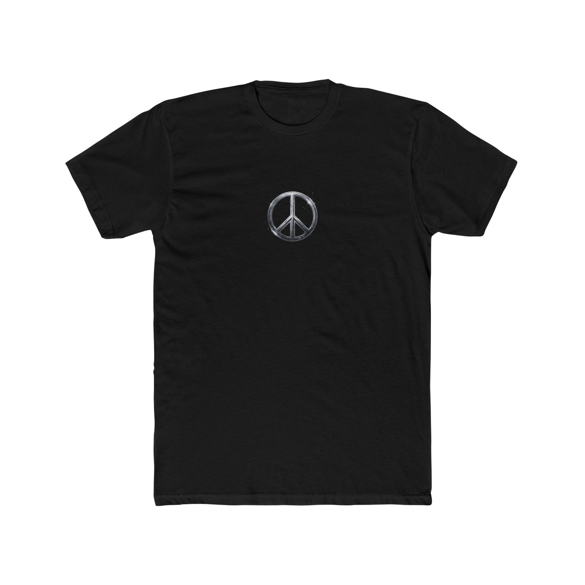 Peace Sign T-Shirt | Small Center Chest Peace Symbol Polished Silver