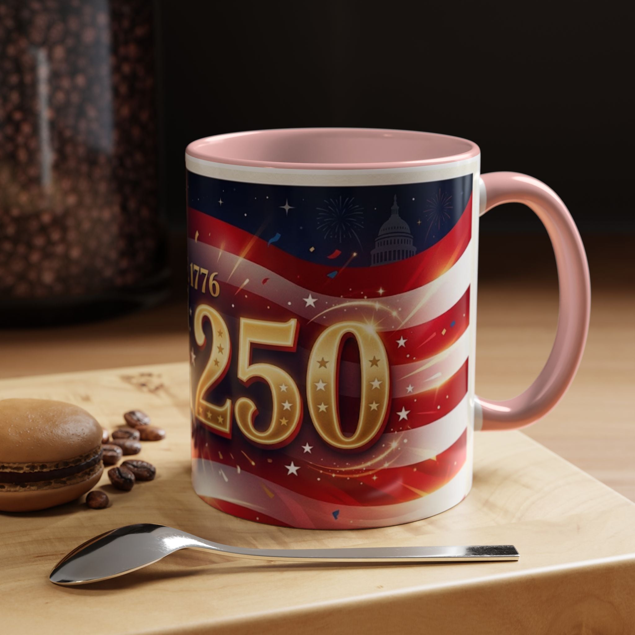 USA 250 Coffee Mug — Patriotic 1776 Anniversary Accent Mug (11/15 oz)