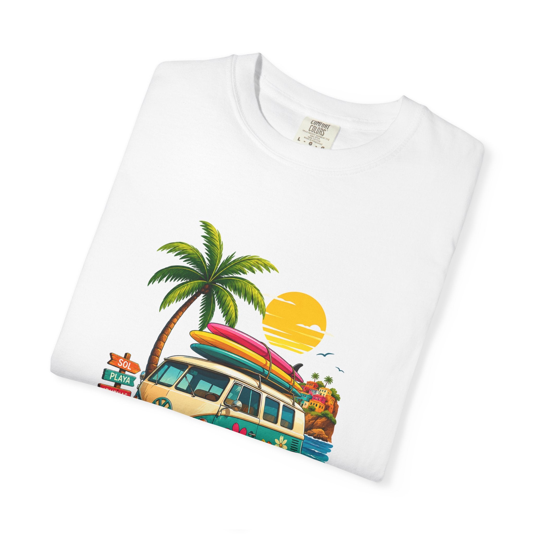 Vintage Surf Van T-Shirt — Tropical Beach Camper Graphic Tee