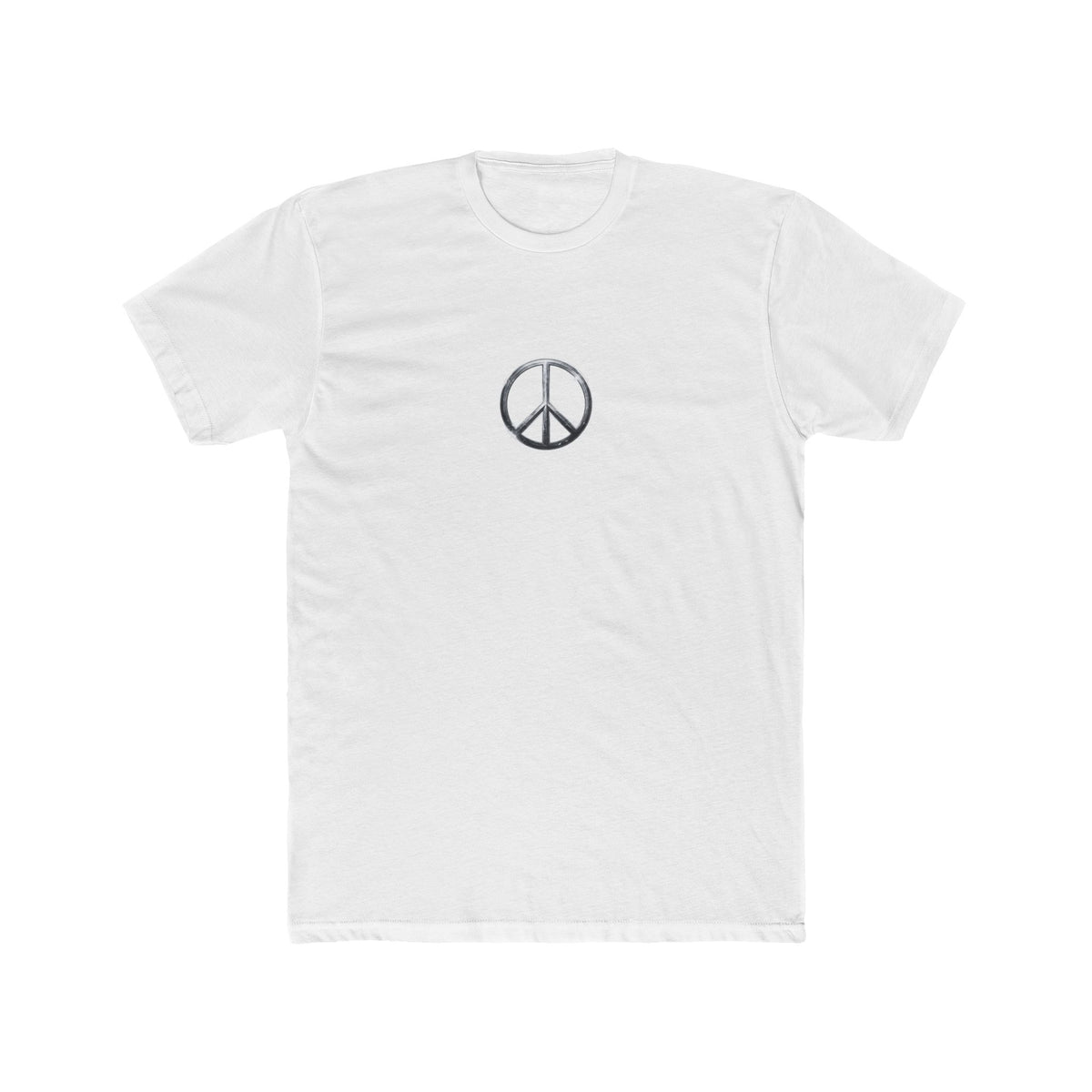 Peace Sign T-Shirt | Small Center Chest Peace Symbol Polished Silver