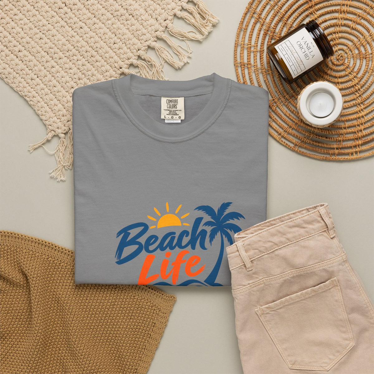 Beach Life T-Shirt — Palm Tree Sunset Graphic Tee