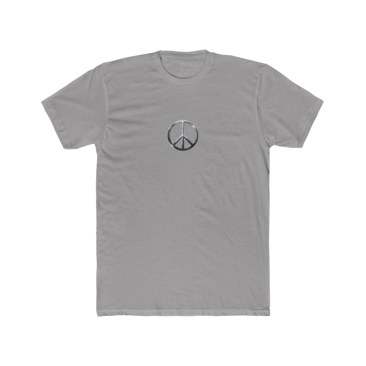 Peace Sign T-Shirt | Small Center Chest Peace Symbol Polished Silver