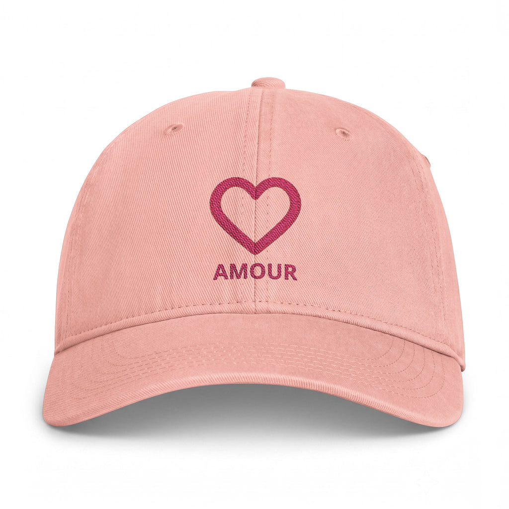 Amour Heart Embroidered Cap — Washed Coastal Baseball Hat