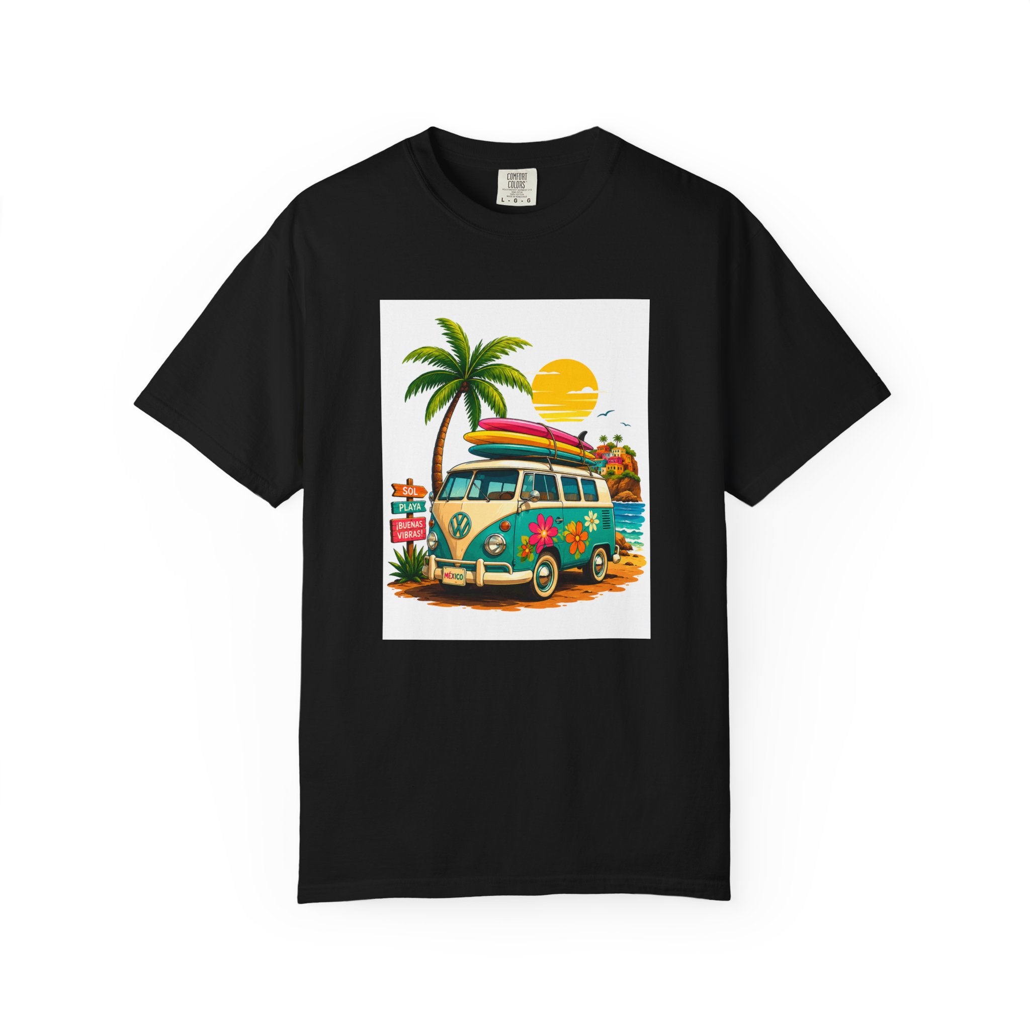 Vintage Surf Van T-Shirt — Tropical Beach Camper Graphic Tee