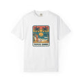 Tropical Sunset Surf Scene T-Shirt | Palm Trees, Sailboat, Retro Beach