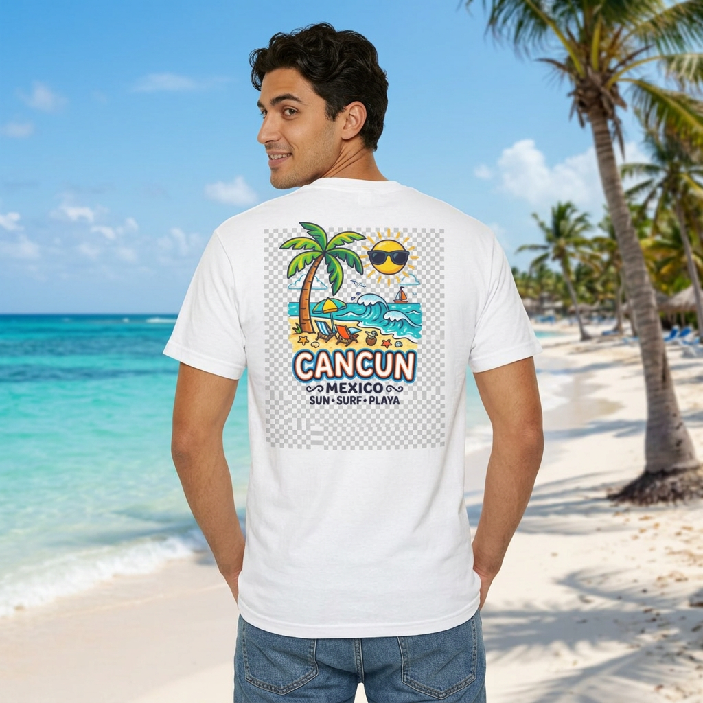 Cancun Mexico Beach T-Shirt — Sun, Surf & Playa Graphic Tee