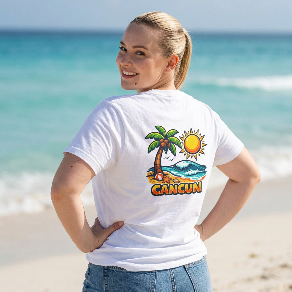 Cancun Palm Beach T-Shirt — Tropical Vacation Souvenir Tee