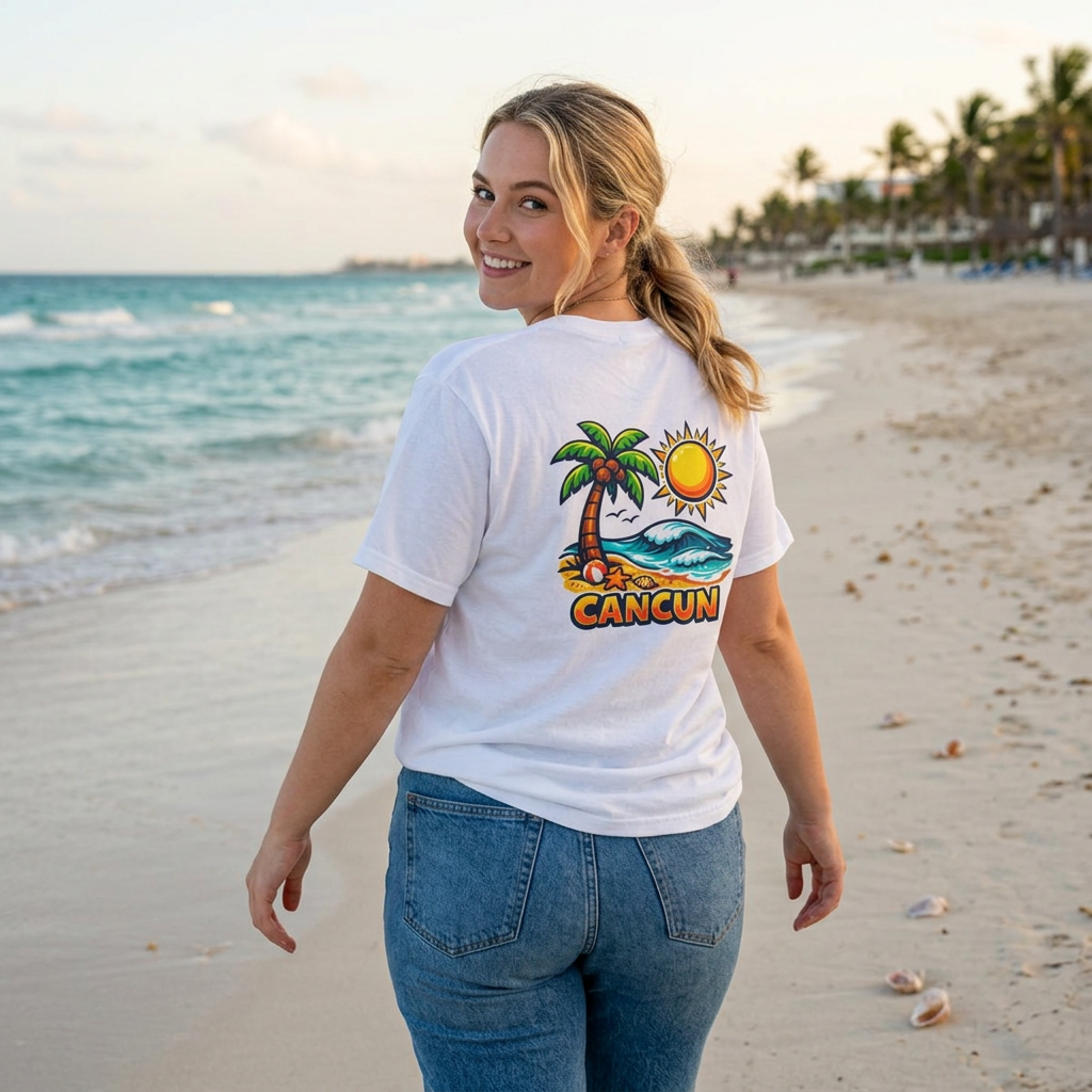 Cancun Beach T-Shirt — Tropical Palm Tree Vacation Tee