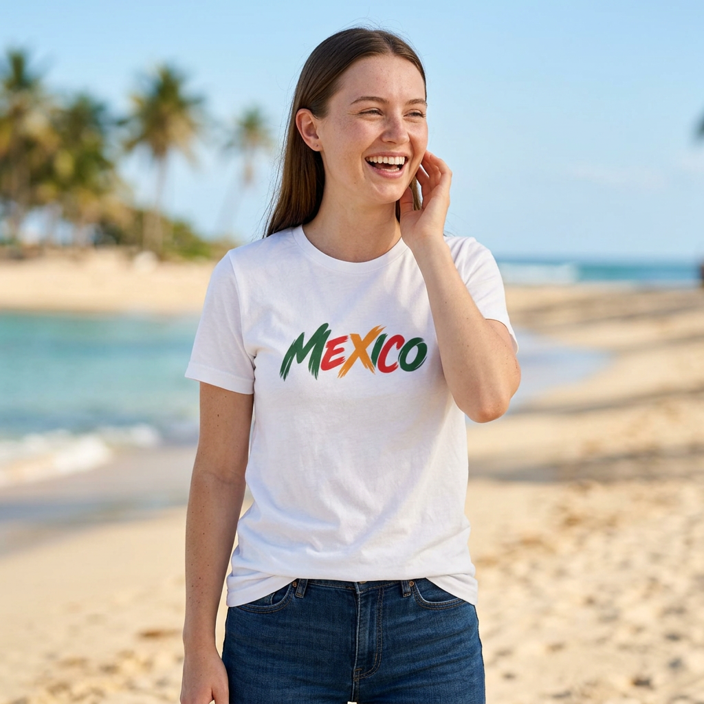Mexico Script Logo Tee | Mexican Flag Colors, Pride T-Shirt