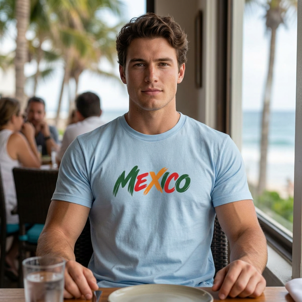 Mexico Script Logo Tee | Mexican Flag Colors, Pride T-Shirt