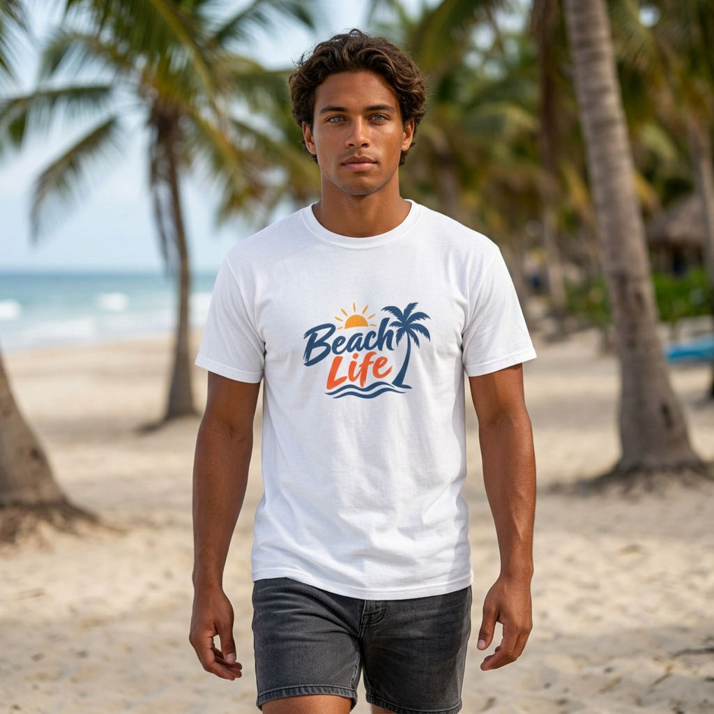 Beach Life T-Shirt — Palm Tree Sunset Graphic Tee