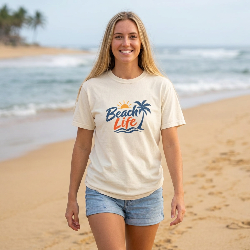 Beach Life T-Shirt — Palm Tree Sunset Graphic Tee