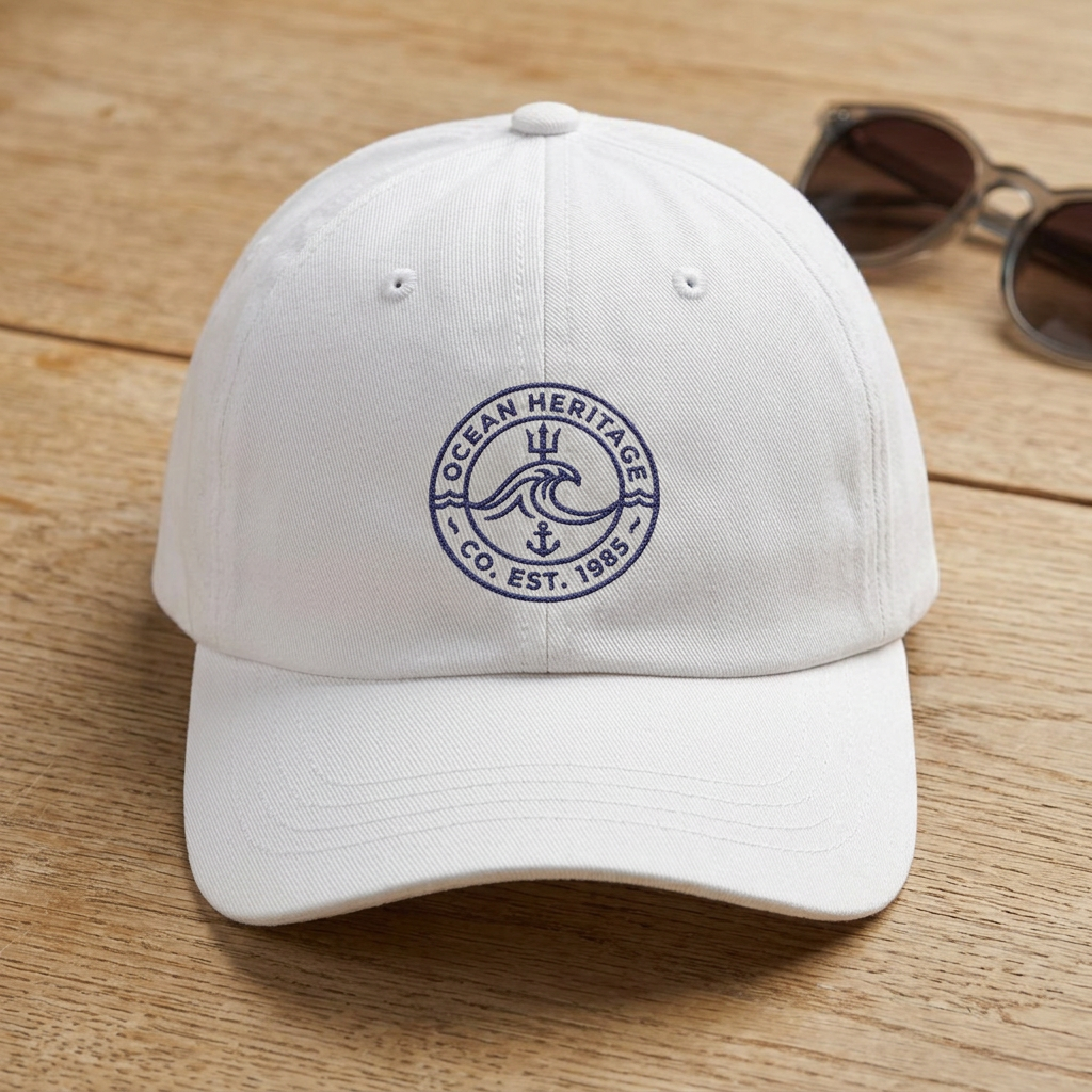 Ocean Heritage wave logo Cap | embroidered nautical dad hat