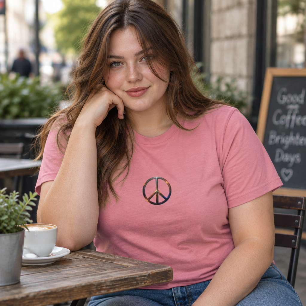 Retro Peace Sign T-Shirt | Small Chest Graphic, 70s Vibe