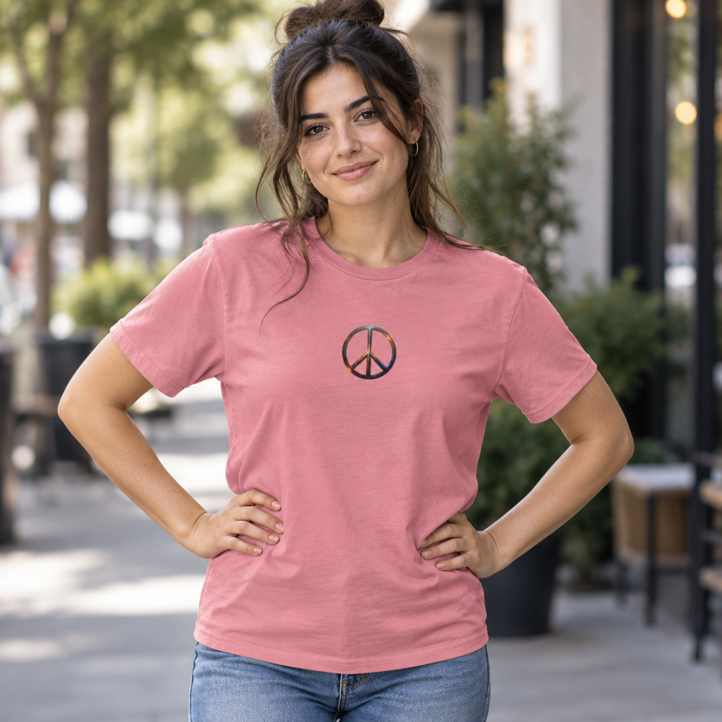 Retro Peace Sign T-Shirt | Small Chest Graphic, 70s Vibe