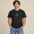 Peace Sign T-Shirt | Small Center Chest Peace Symbol Polished Silver
