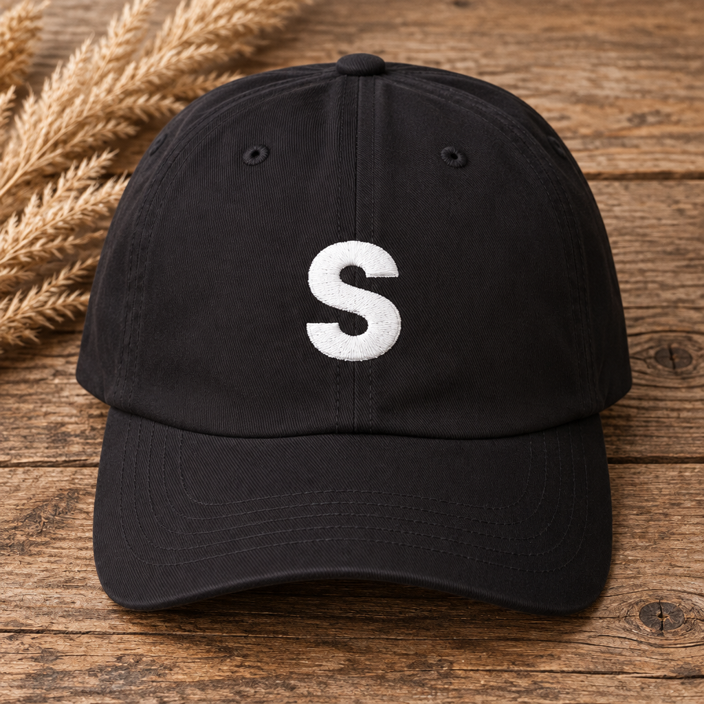 Distressed Letter S Dad Cap | Embroidered Initial Baseball Hat
