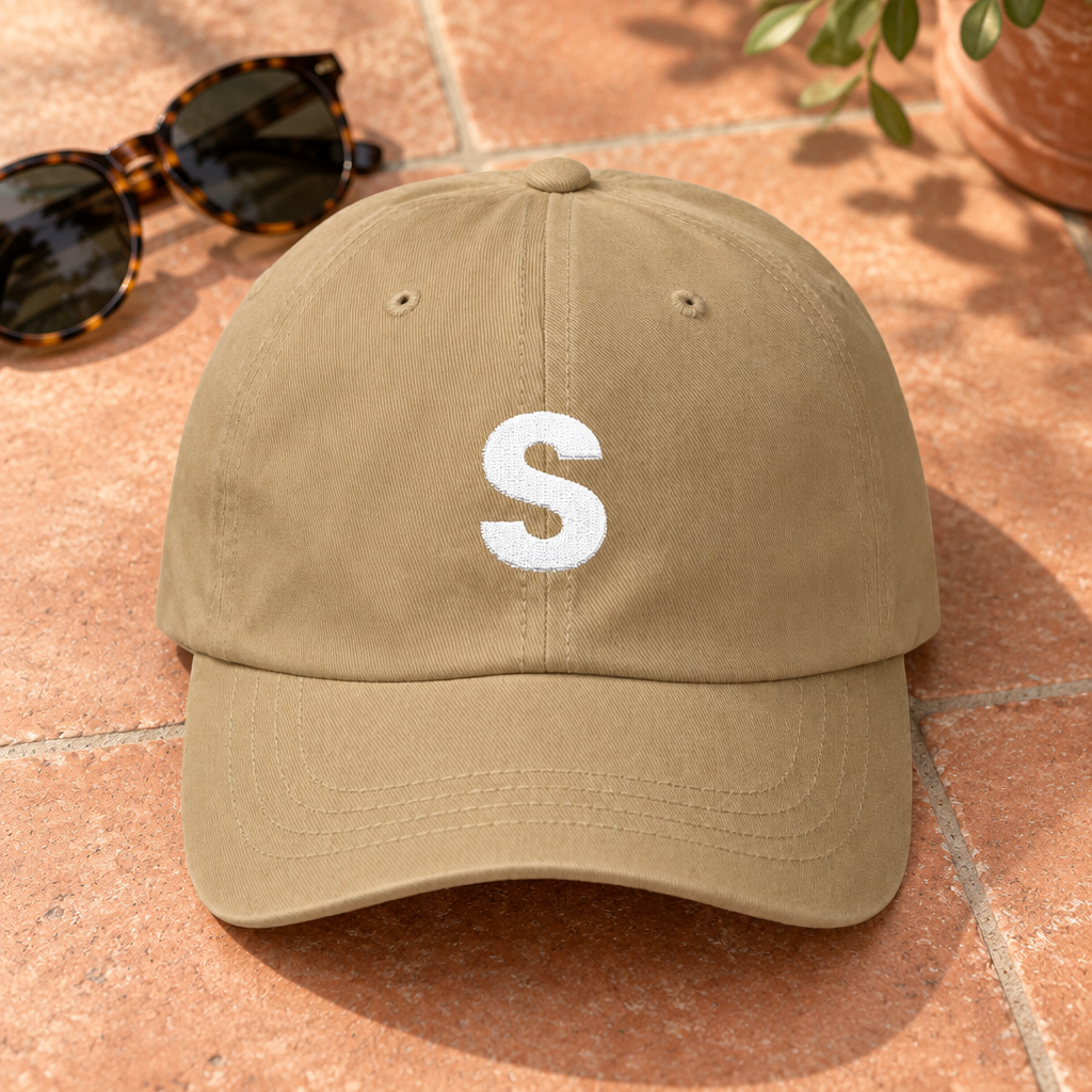 Distressed Letter S Dad Cap | Embroidered Initial Baseball Hat
