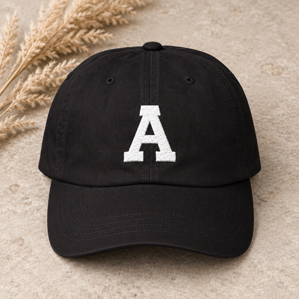 Distressed Letter A Classic Dad Cap | Monogram Baseball Hat, Embroidered Initial