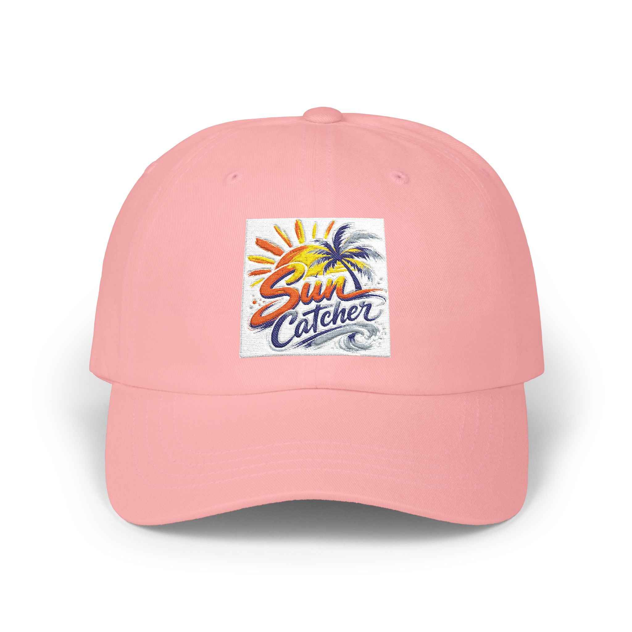 Sun Catcher logo Dad Cap | Tropical Palm Sunset embroidered hat