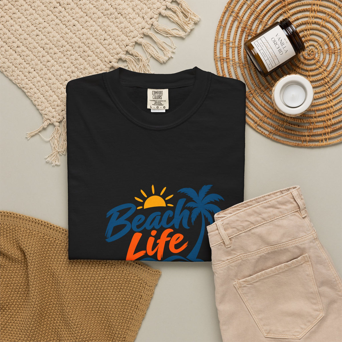 Beach Life T-Shirt — Palm Tree Sunset Graphic Tee