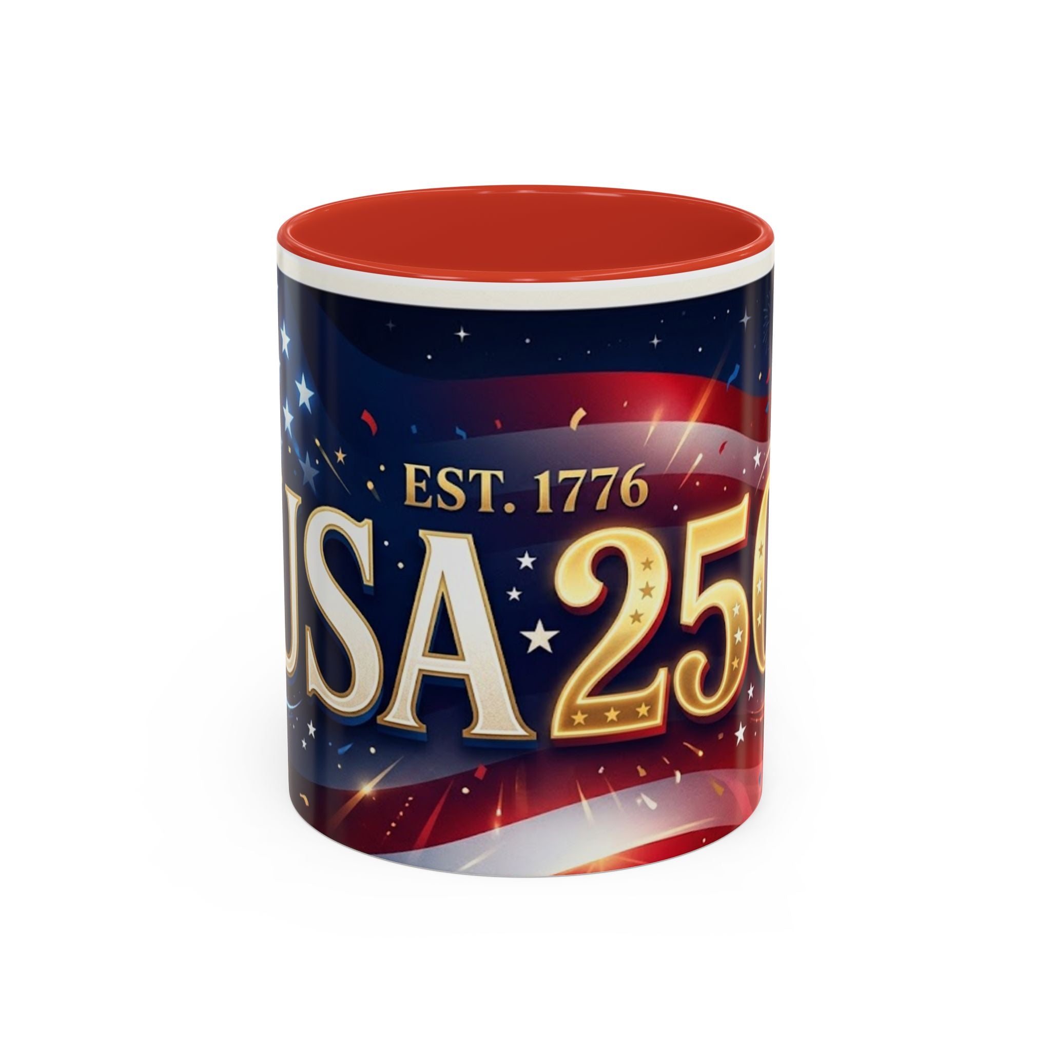 USA 250 Coffee Mug — Patriotic 1776 Anniversary Accent Mug (11/15 oz)