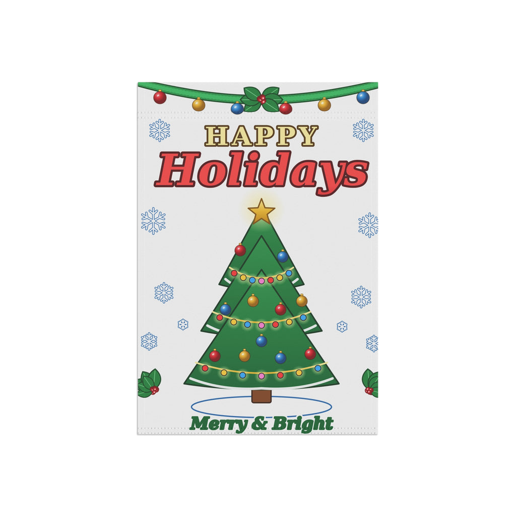 Happy Holidays Christmas Tree Garden Flag | Merry & Bright Holiday Banner