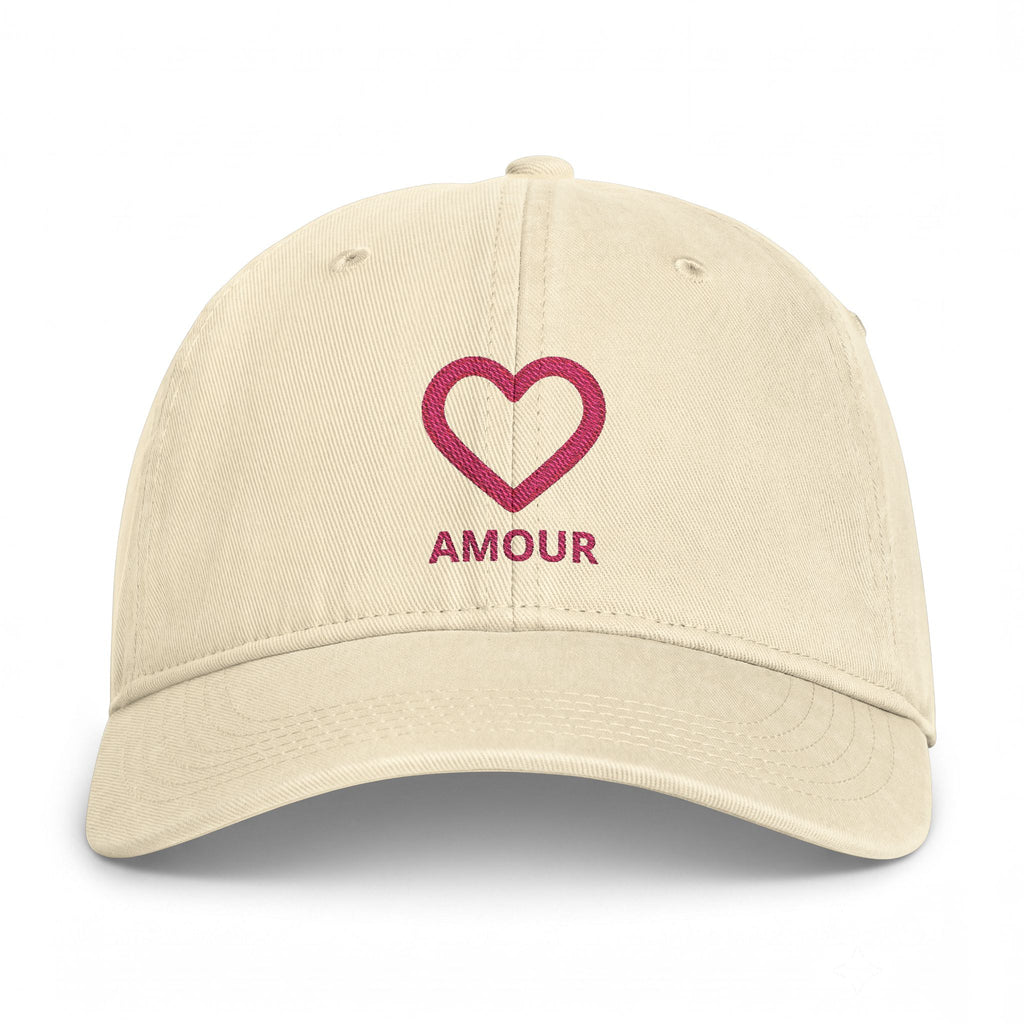 Amour Heart Embroidered Cap — Washed Coastal Baseball Hat