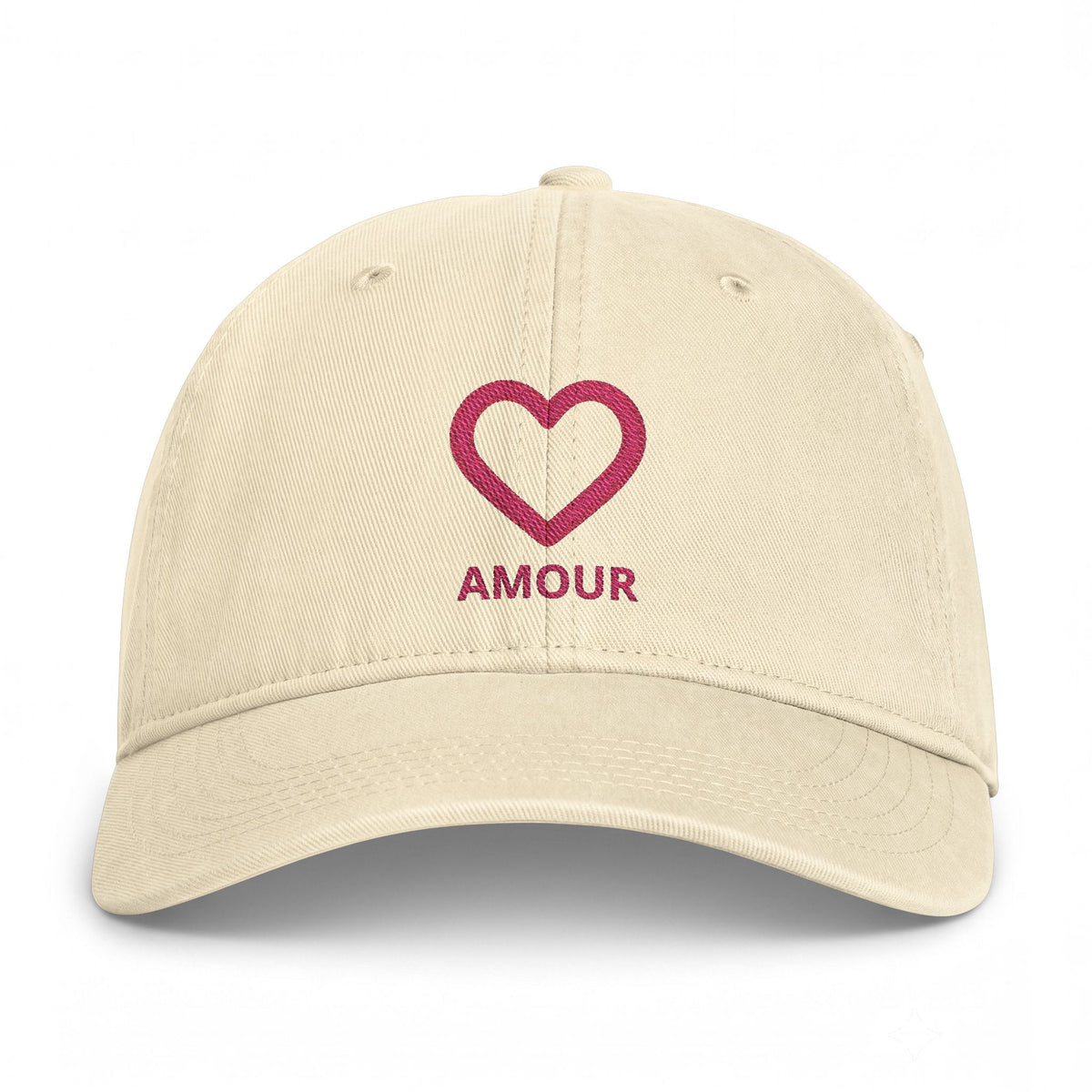 Amour Heart Embroidered Cap — Washed Coastal Baseball Hat