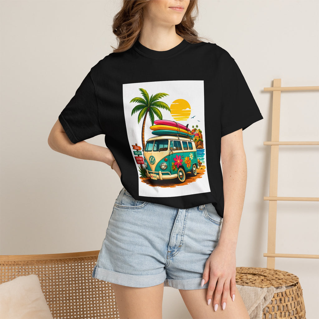 Vintage Surf Van T-Shirt — Tropical Beach Camper Graphic Tee