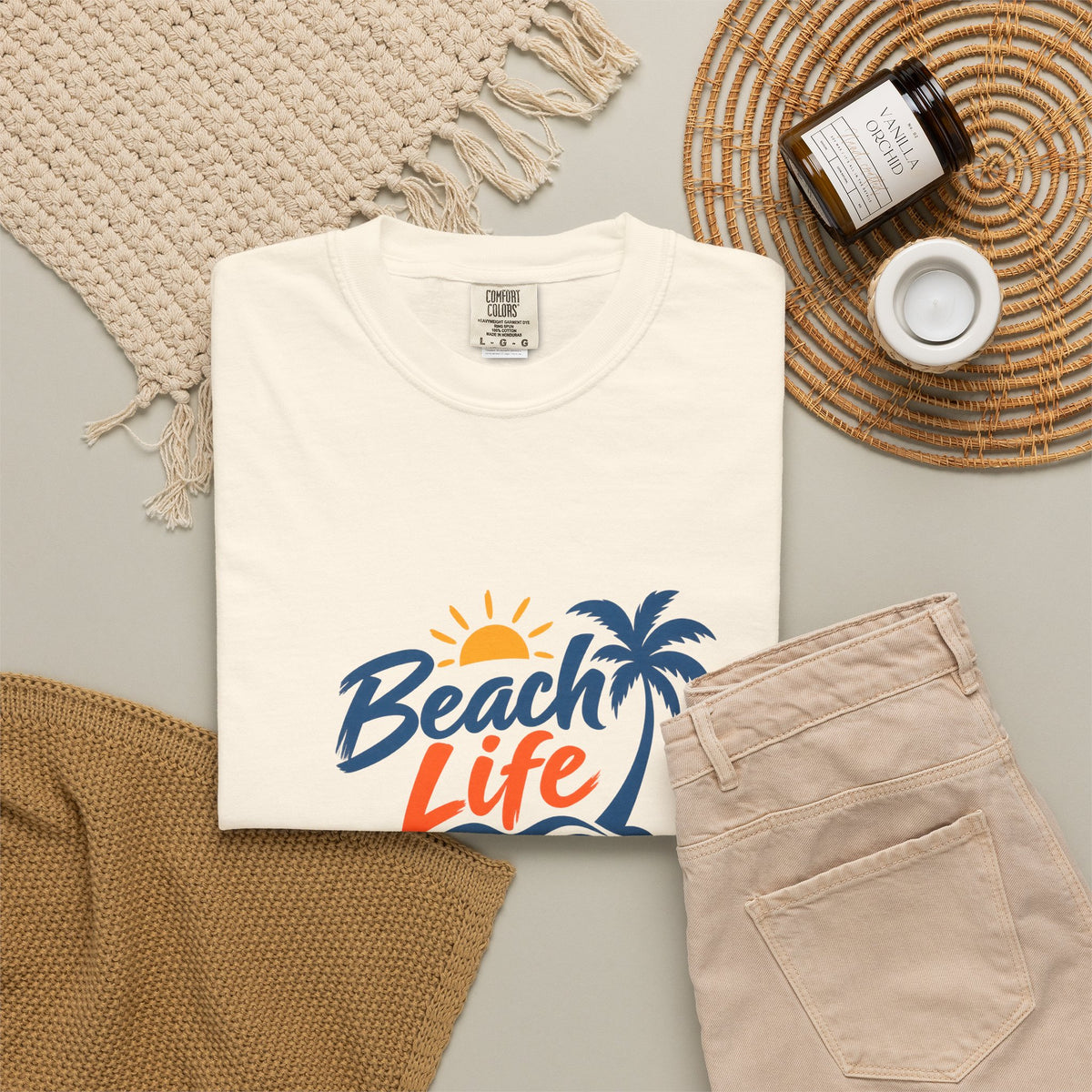 Beach Life T-Shirt — Palm Tree Sunset Graphic Tee