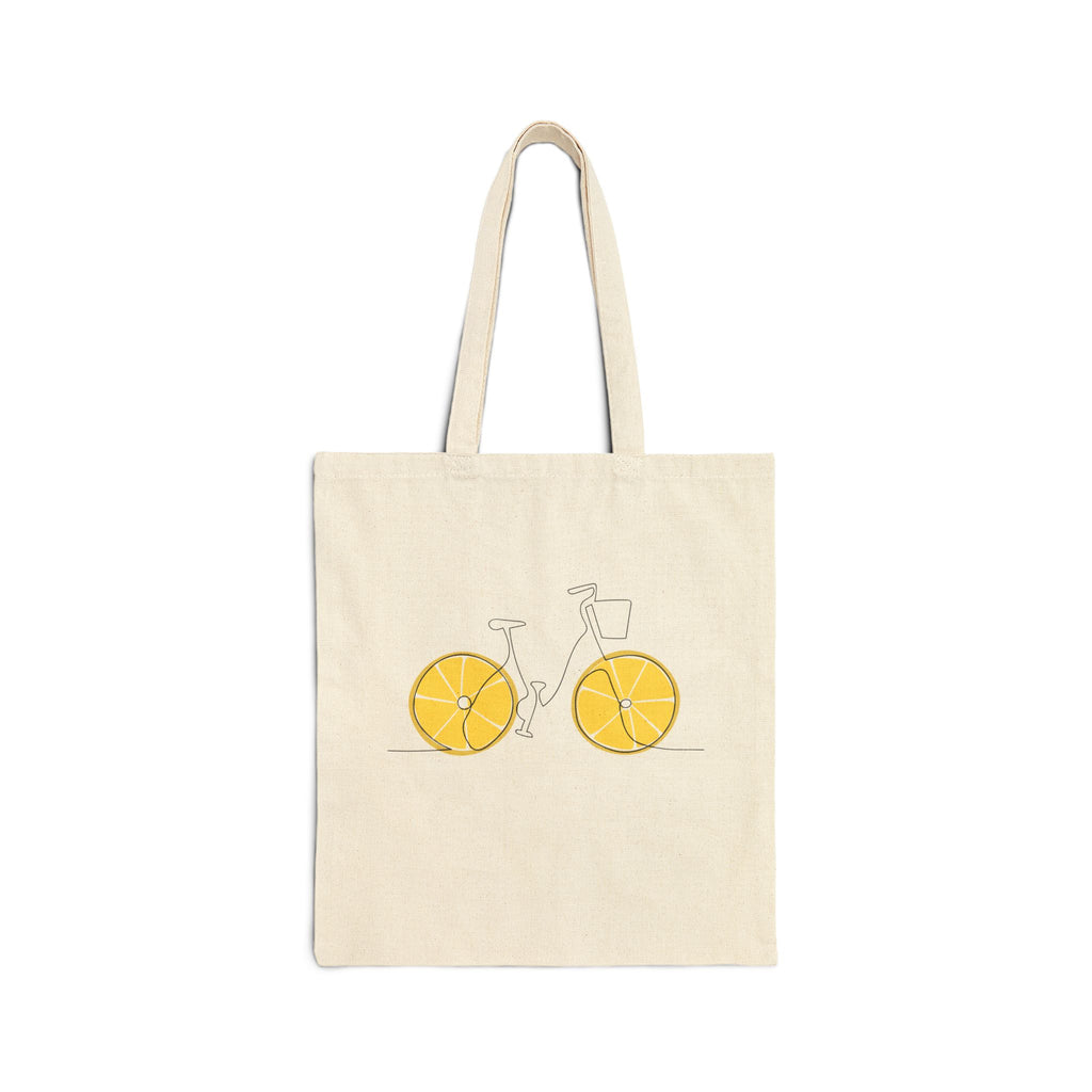 Lemon Wheel Bicycle Tote Bag | Citrus Bicycle Illustration