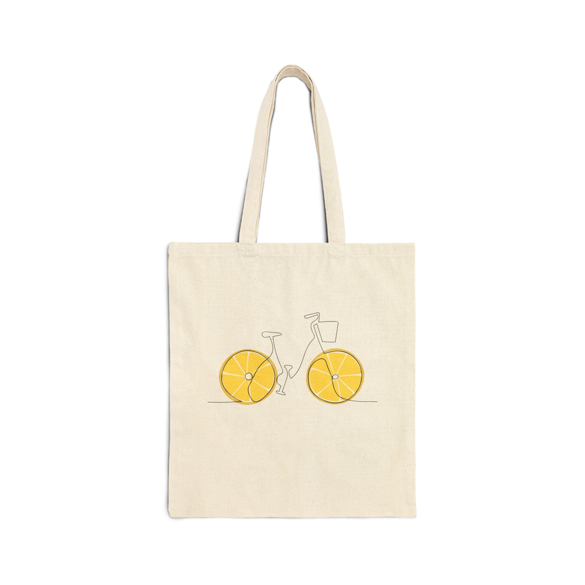 Lemon Wheel Bicycle Tote Bag | Citrus Bicycle Illustration