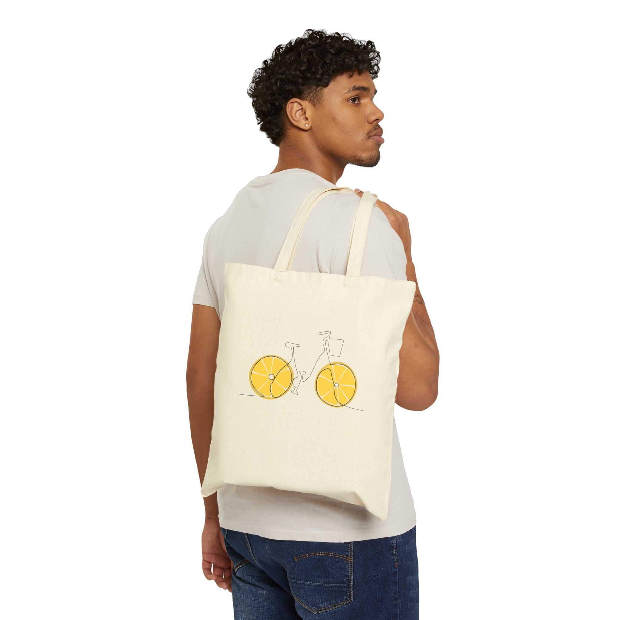 Lemon Wheel Bicycle Tote Bag | Citrus Bicycle Illustration
