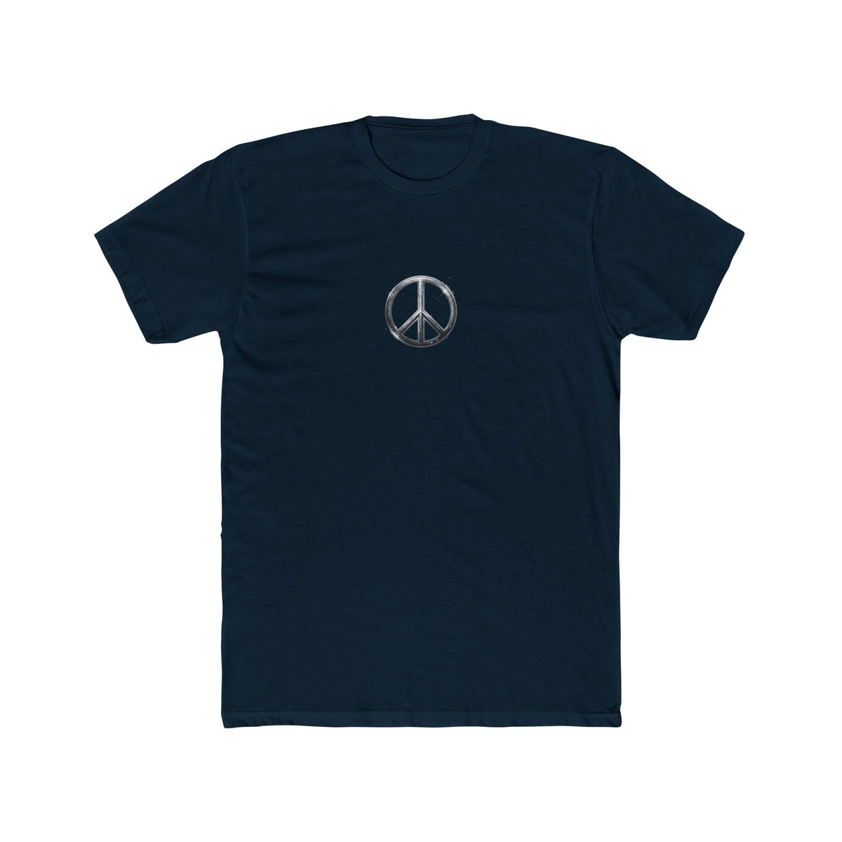 Peace Sign T-Shirt | Small Center Chest Peace Symbol Polished Silver