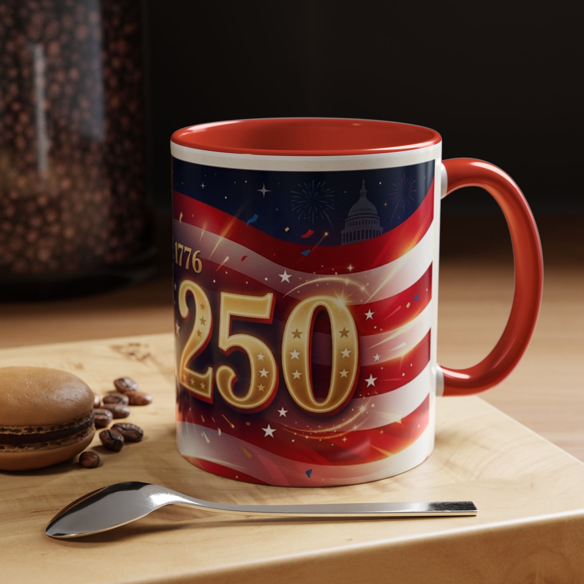 USA 250 Coffee Mug — Patriotic 1776 Anniversary Accent Mug (11/15 oz)