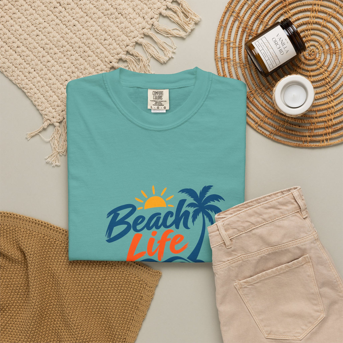 Beach Life T-Shirt — Palm Tree Sunset Graphic Tee