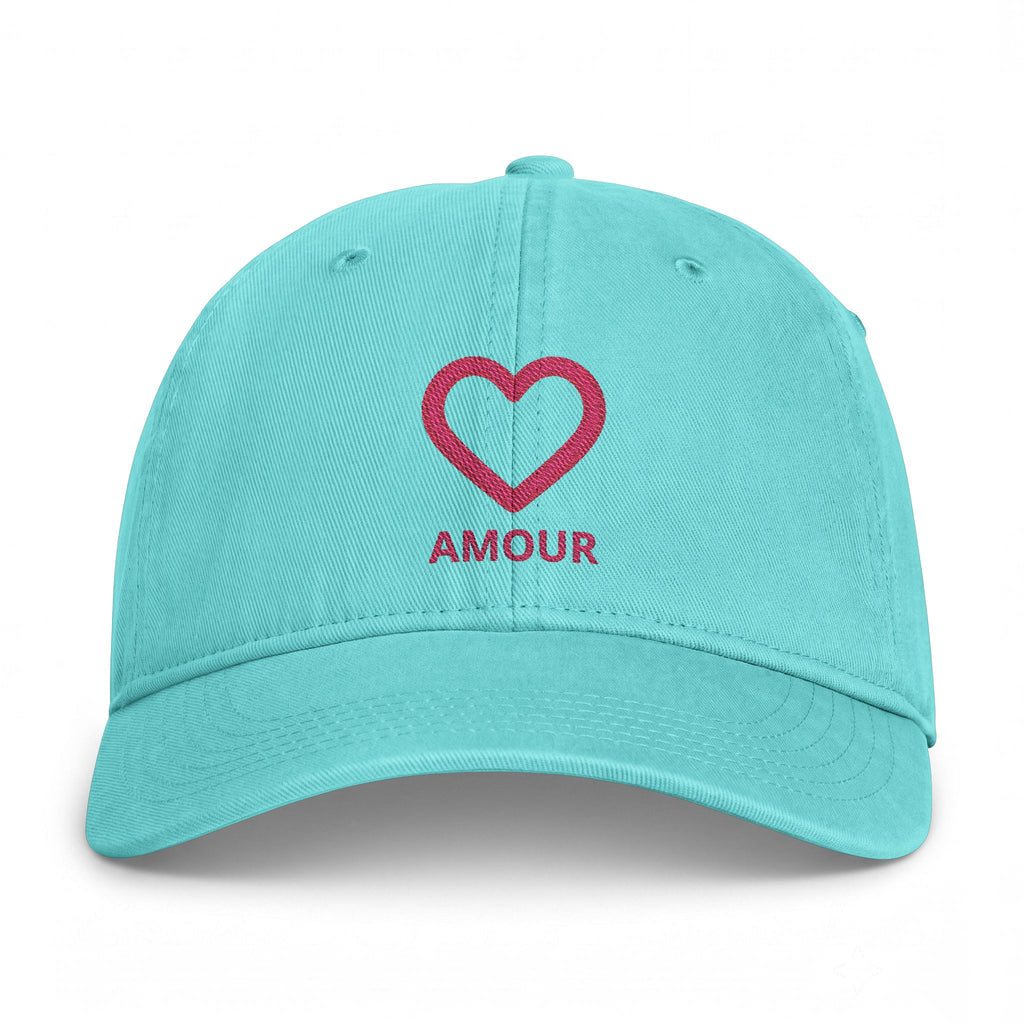 Amour Heart Embroidered Cap — Washed Coastal Baseball Hat