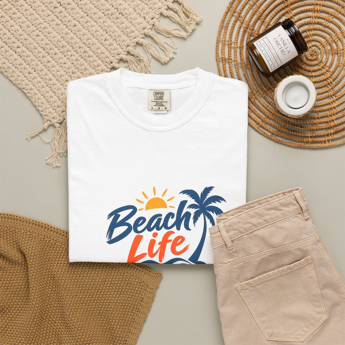 Beach Life T-Shirt — Palm Tree Sunset Graphic Tee