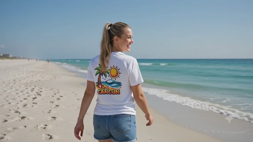 Cancun Beach T-Shirt — Tropical Palm Tree Vacation Tee