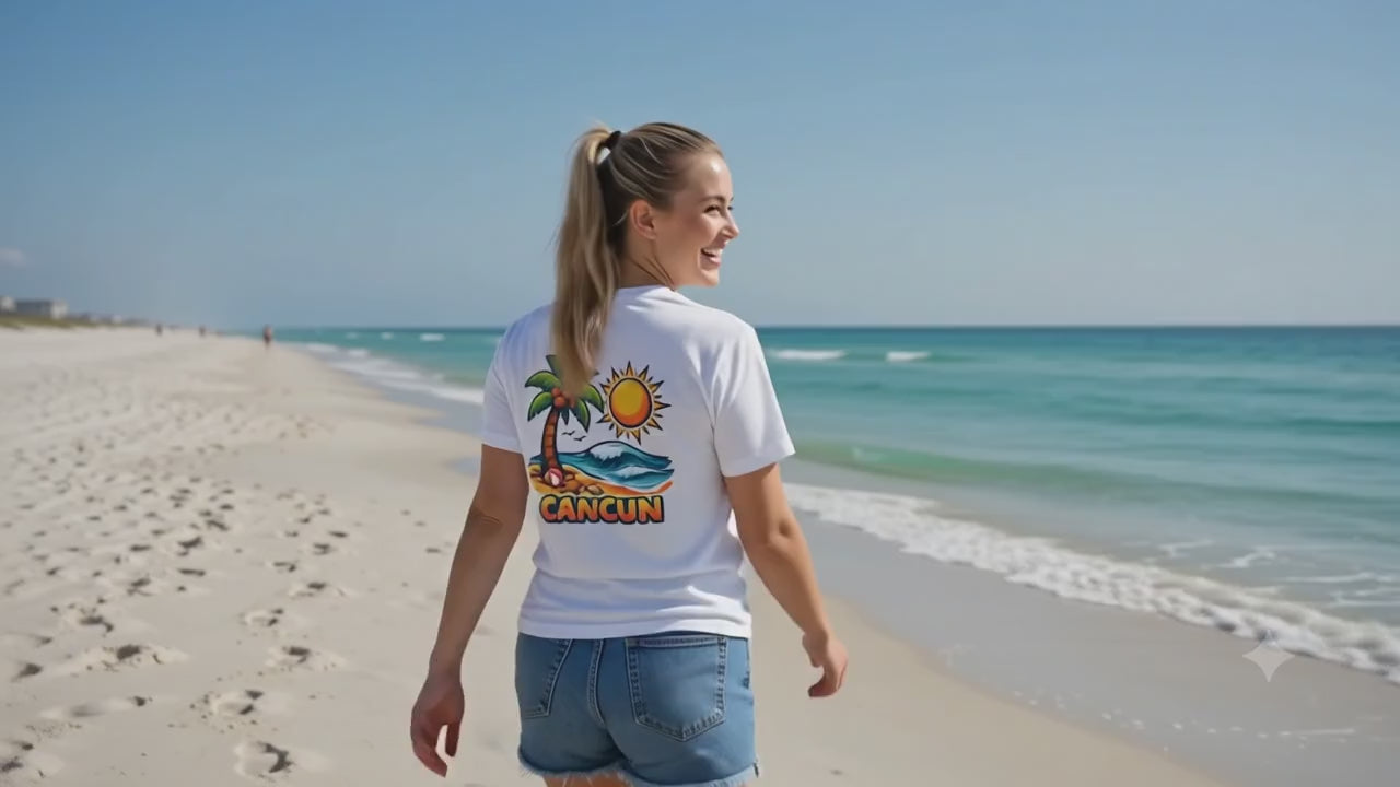 Cancun Beach T-Shirt — Tropical Palm Tree Vacation Tee